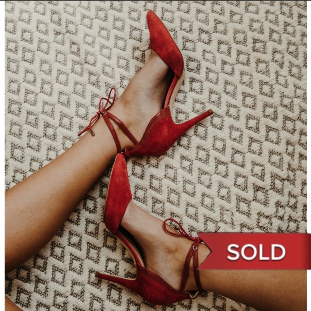 Gianni Bini Red Suede Tie Up Heels